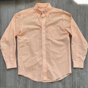 NWOT Orange & White Gingham Shirt- Size Medium